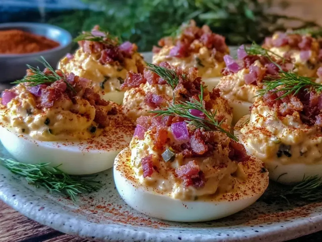 crispy bacon deviled eggs - featured image