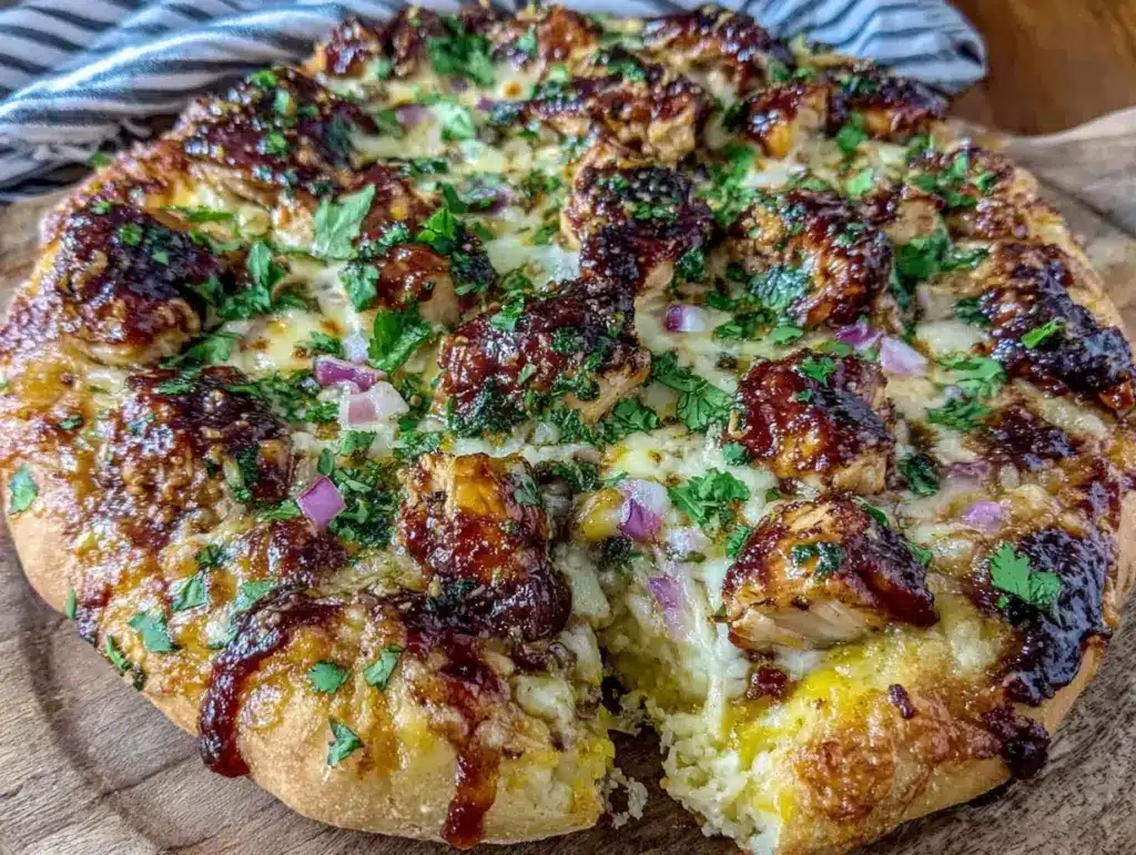 crispy bbq chicken pizza - featured image