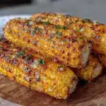 crispy garlic butter grilled corn on the cob - featured image