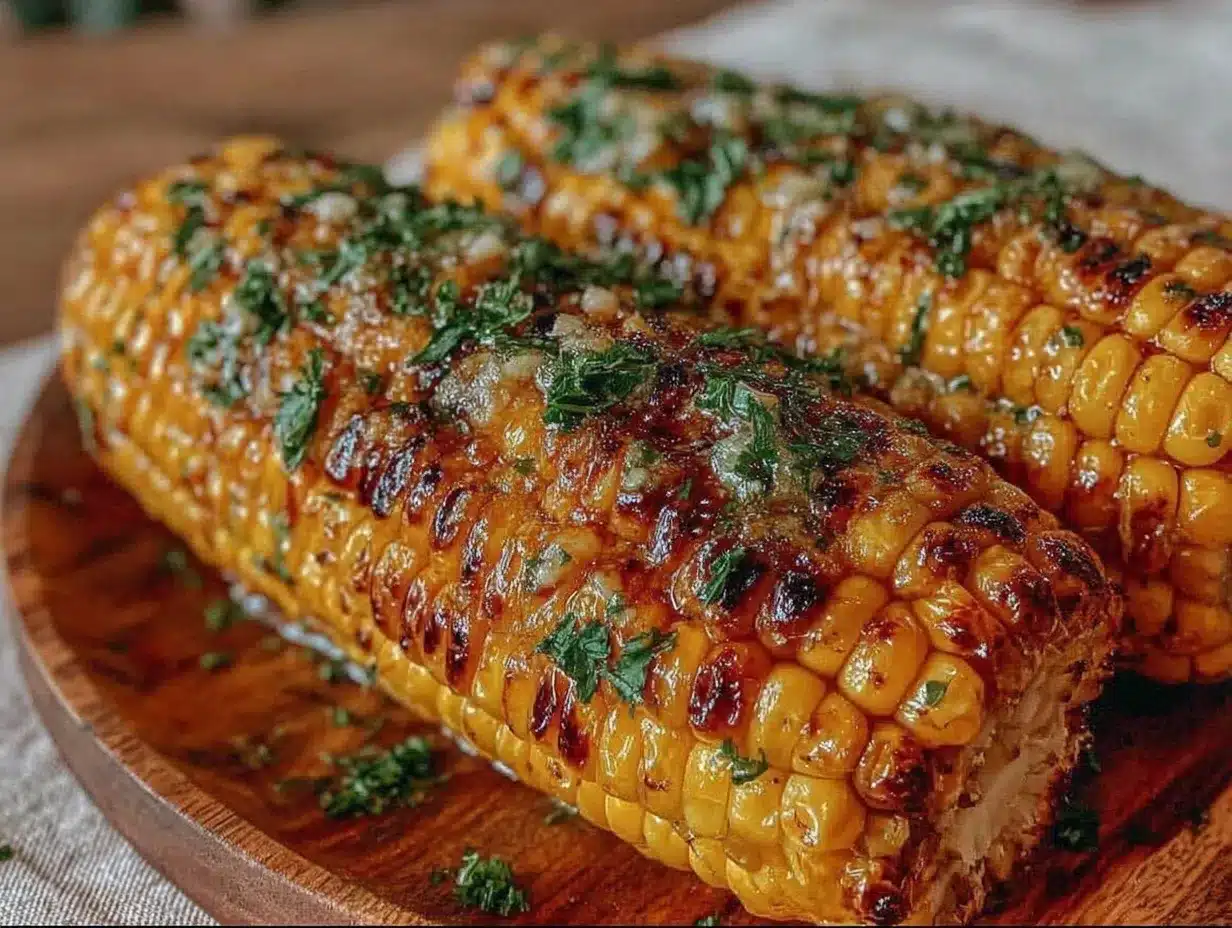 crispy garlic butter grilled corn on the cob preparation steps