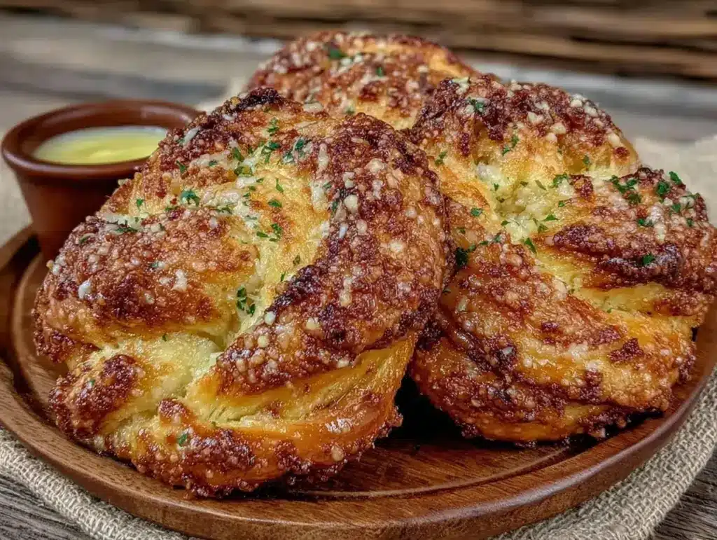 crispy garlic parmesan bread twists - featured image