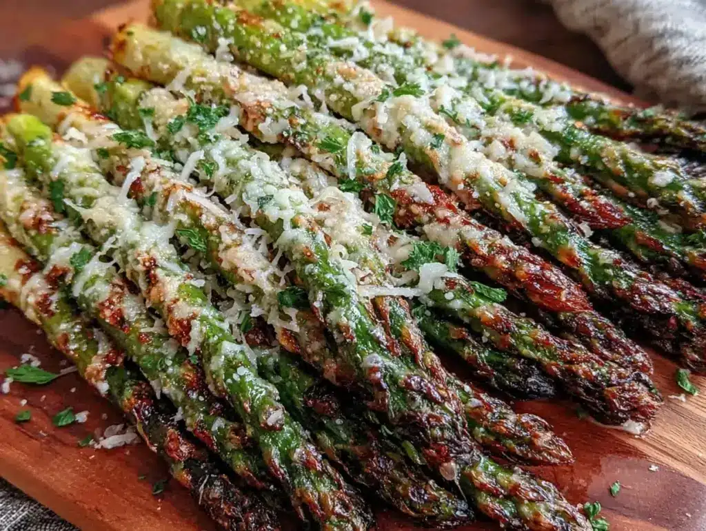 crispy garlic parmesan roasted asparagus spears - featured image