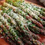 crispy garlic parmesan roasted asparagus spears - featured image