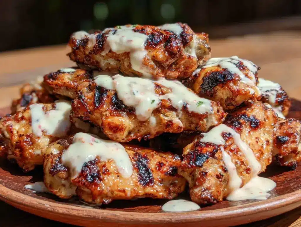 crispy grilled chicken wings alabama white bbq sauce - featured image