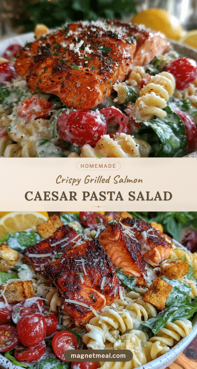 crispy grilled salmon caesar pasta salad recipe