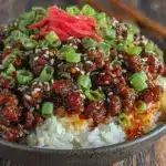 crispy korean ground beef bowl - featured image