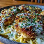 crispy one-pan garlic parmesan chicken pasta - featured image
