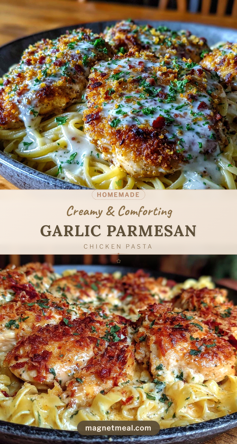crispy one-pan garlic parmesan chicken pasta recipe