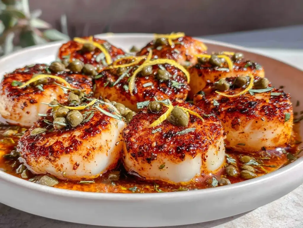 crispy pan seared scallops - featured image