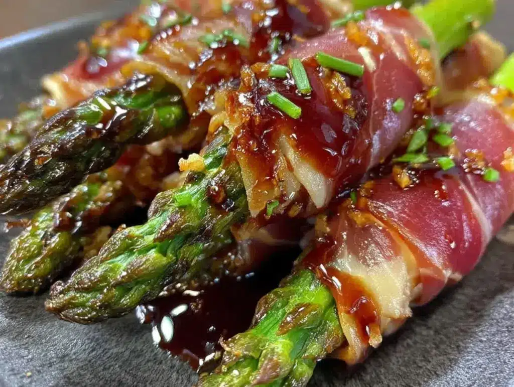 crispy prosciutto wrapped asparagus - featured image