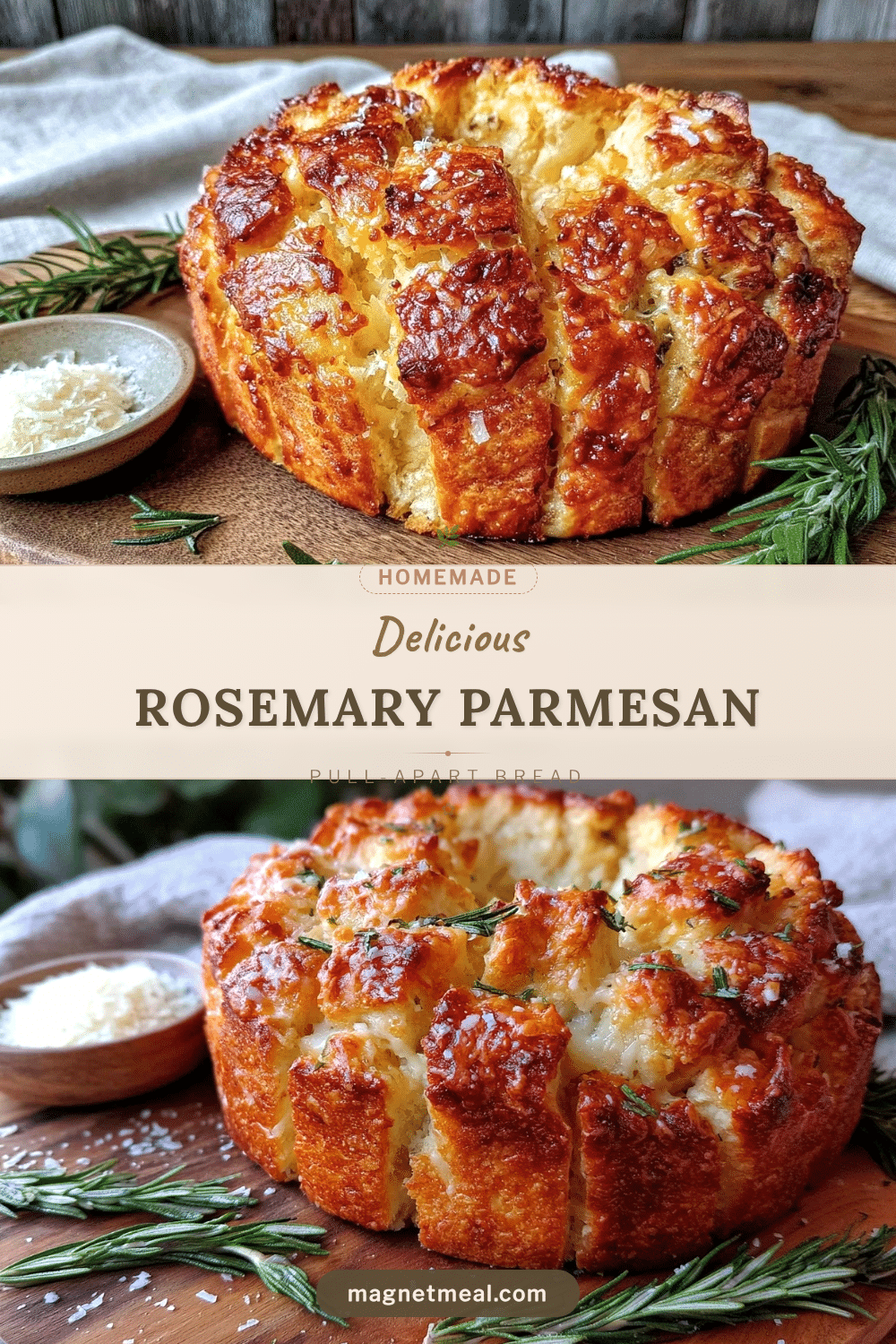 crispy rosemary parmesan pull-apart bread recipe