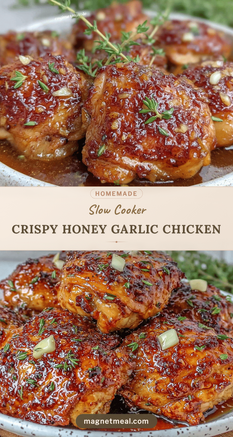 crispy slow cooker honey garlic chicken thighs recipe