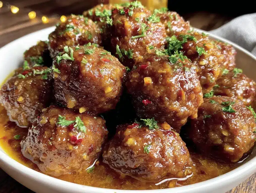 crockpot honey garlic meatballs - featured image