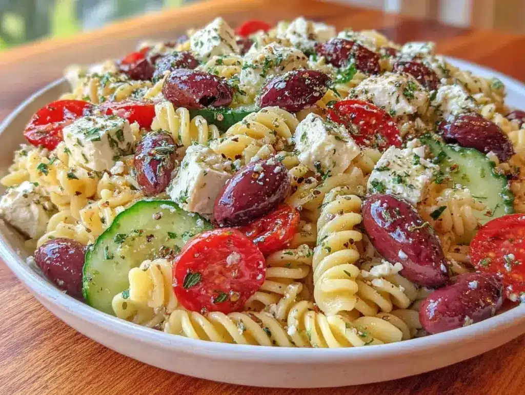 easy greek pasta salad - featured image