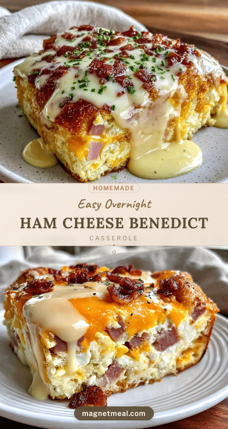 Easy Overnight Ham and Cheese Eggs Benedict Casserole recipe