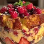 easy summer berry trifle - featured image