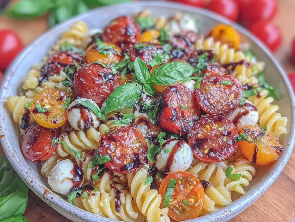 fresh Caprese pasta salad - featured image