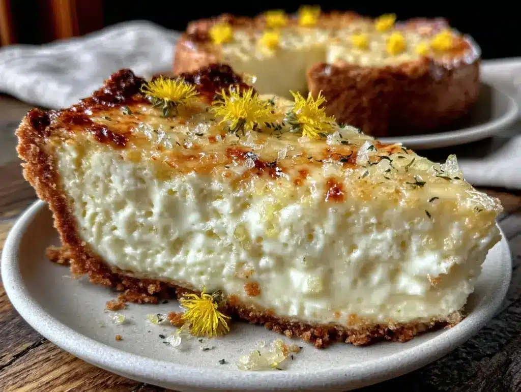 fresh dandelion and honey ricotta tart - featured image