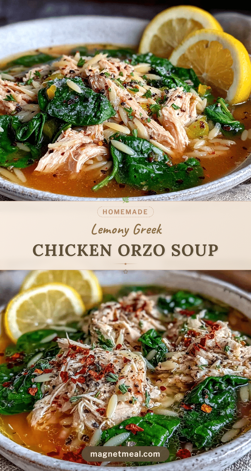 Fresh Greek Lemon Chicken and Orzo Soup recipe