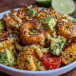 fresh grilled corn and avocado pasta salad - featured image