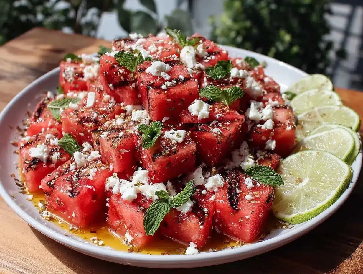 fresh grilled watermelon feta salad preparation steps