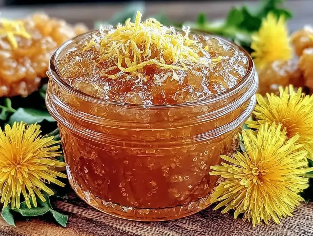 fresh homemade dandelion jelly - featured image