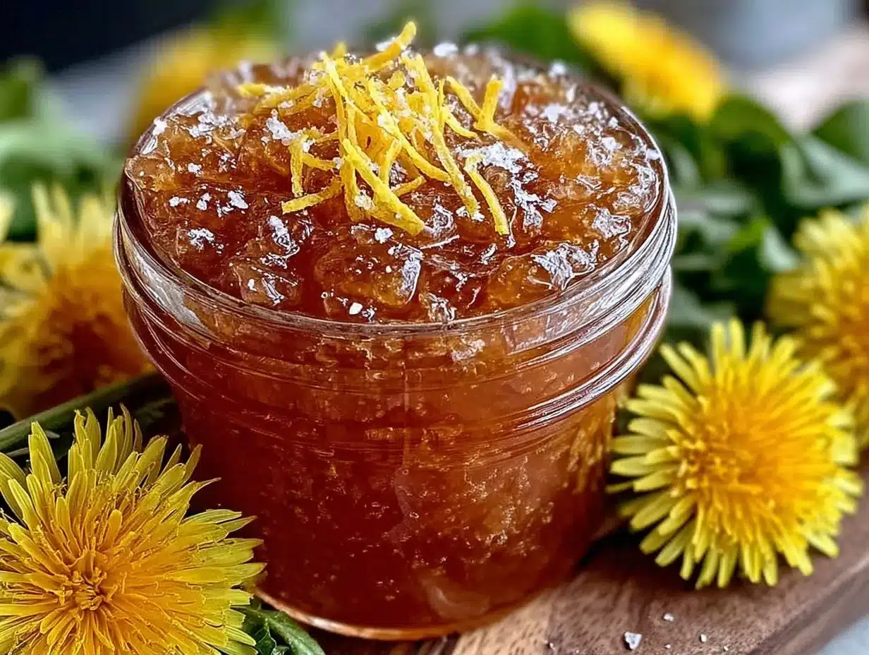 fresh homemade dandelion jelly preparation steps