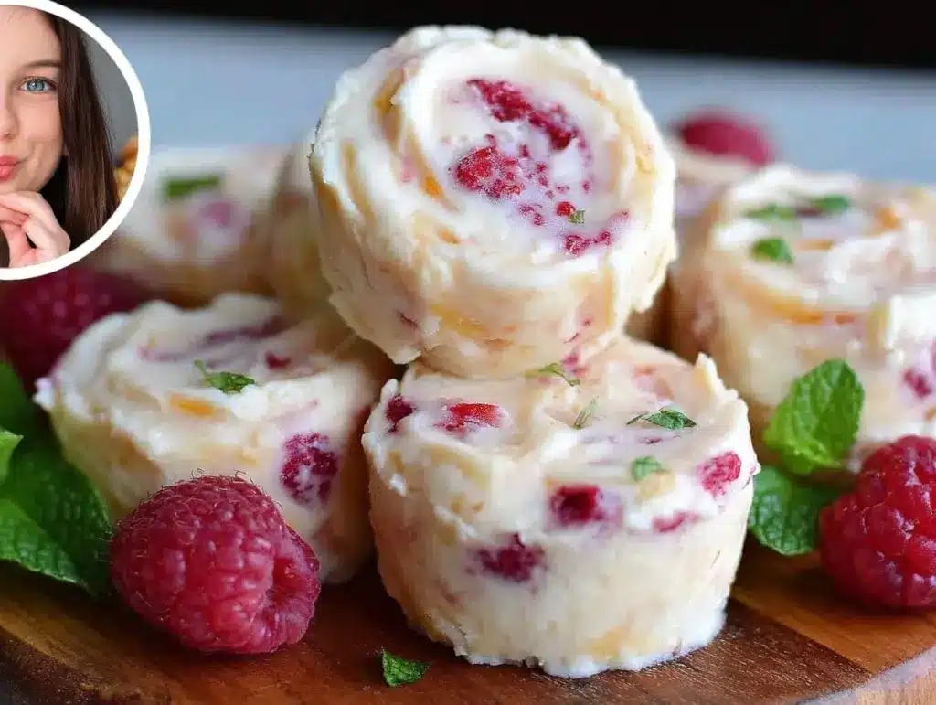 fresh peach raspberry frozen yogurt bites - featured image