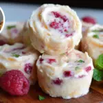 fresh peach raspberry frozen yogurt bites - featured image