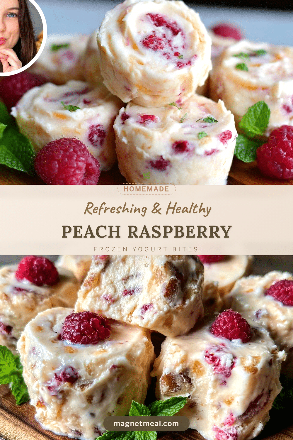 fresh peach raspberry frozen yogurt bites recipe