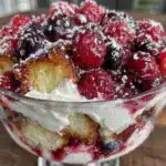 fresh red white and blue berry trifle - featured image