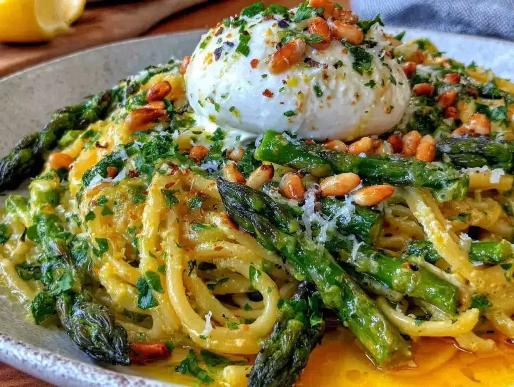 fresh spring asparagus lemon pasta - featured image