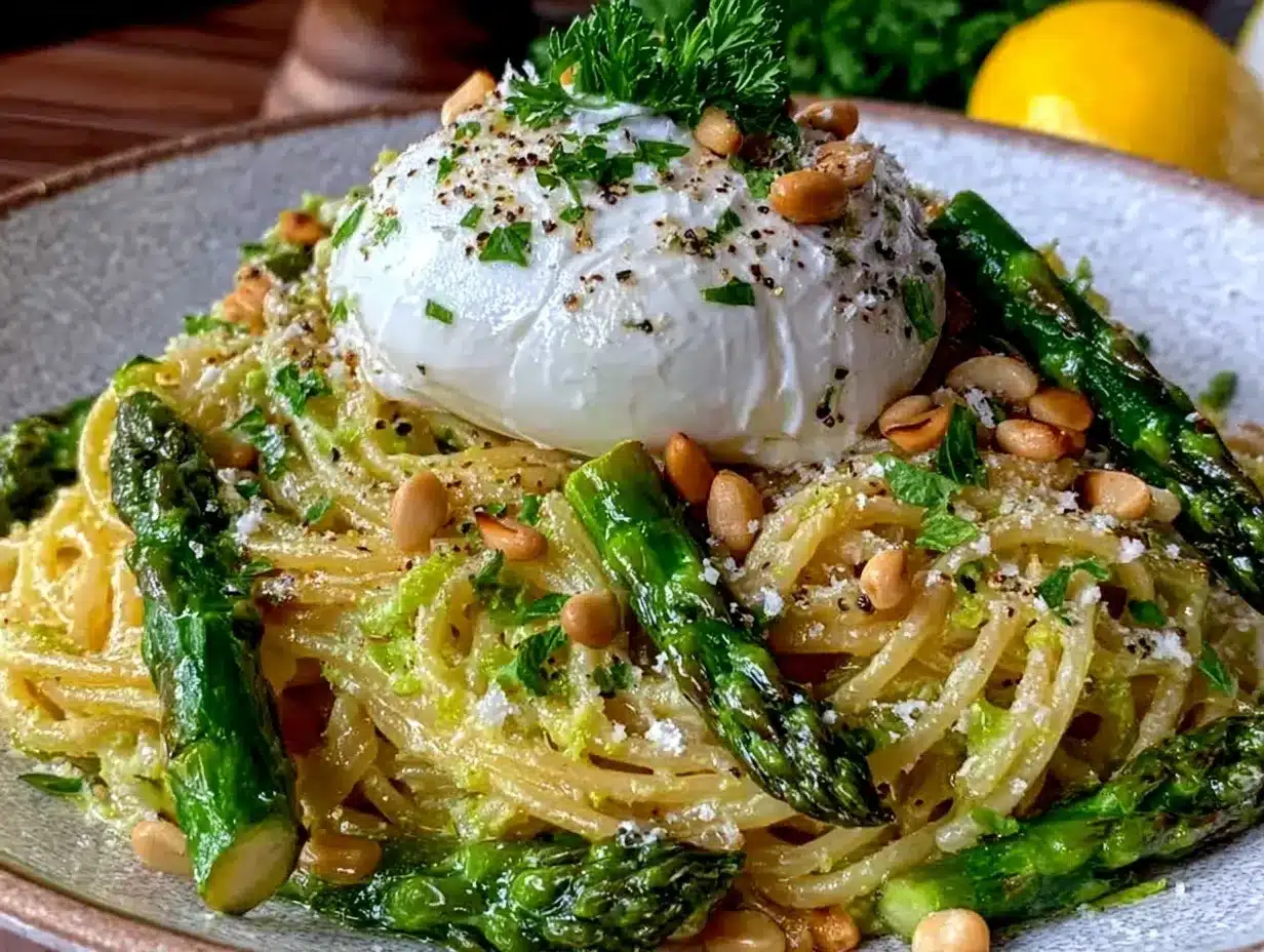 fresh spring asparagus lemon pasta preparation steps