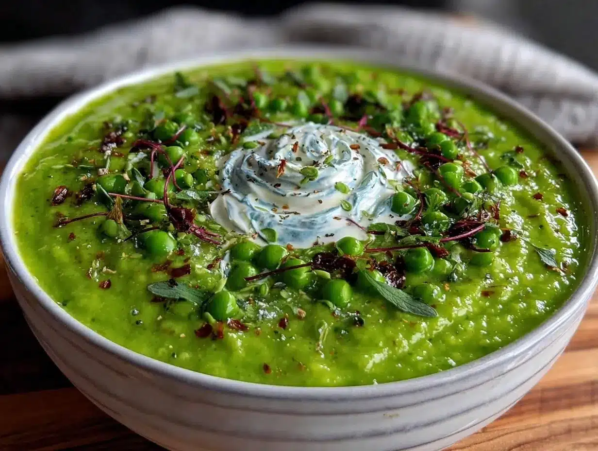 fresh spring pea and mint chilled soup preparation steps