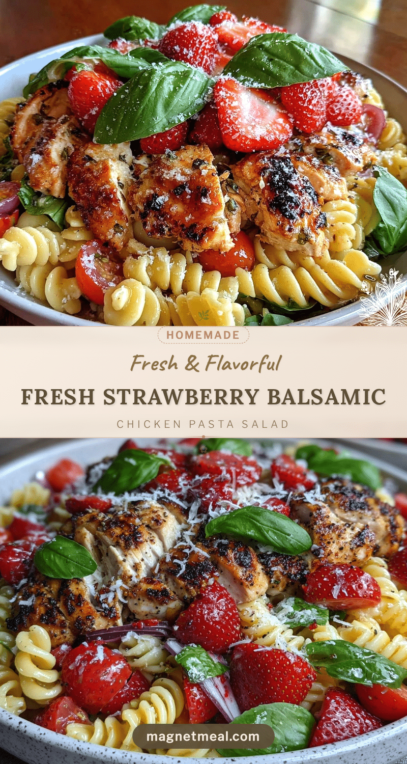 fresh strawberry balsamic chicken pasta salad recipe
