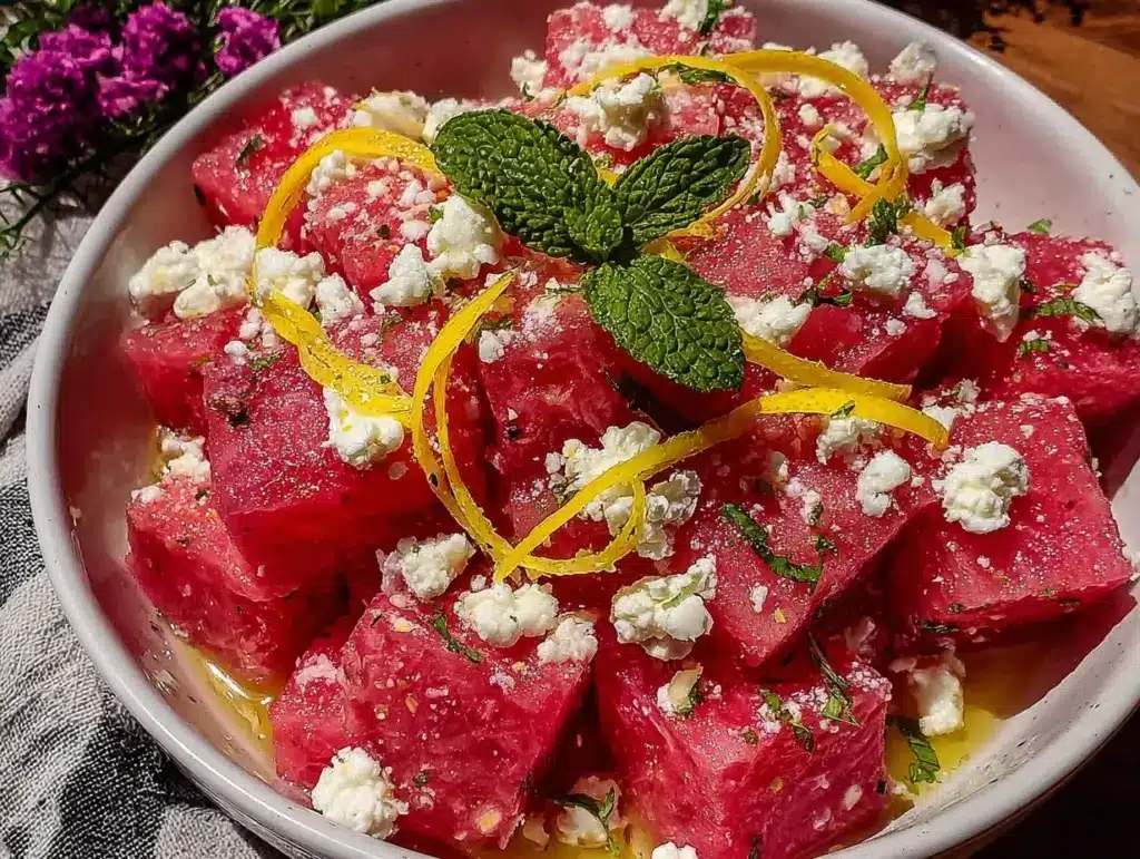 fresh watermelon feta salad - featured image
