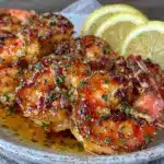 garlic butter grilled shrimp skewers - featured image