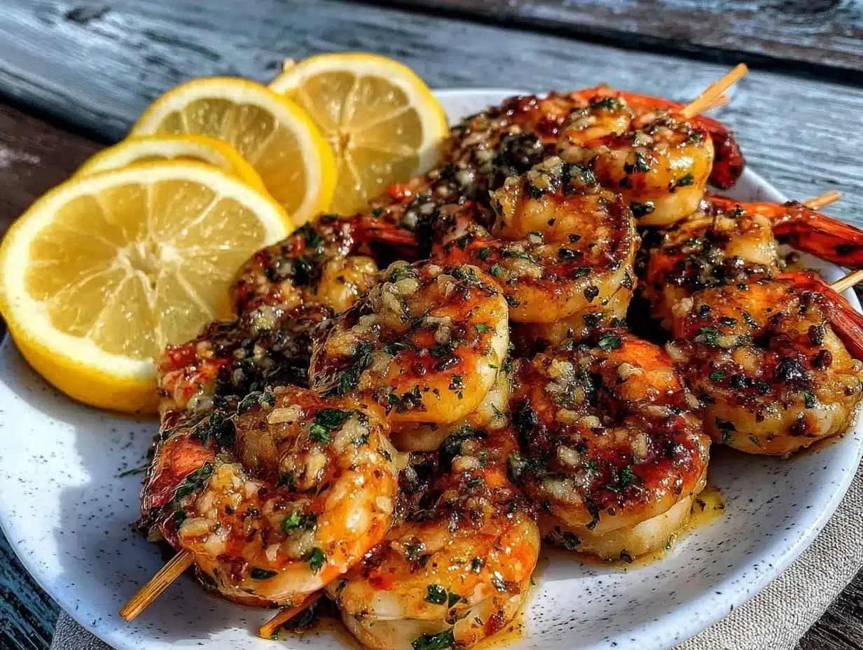 garlic butter grilled shrimp skewers preparation steps