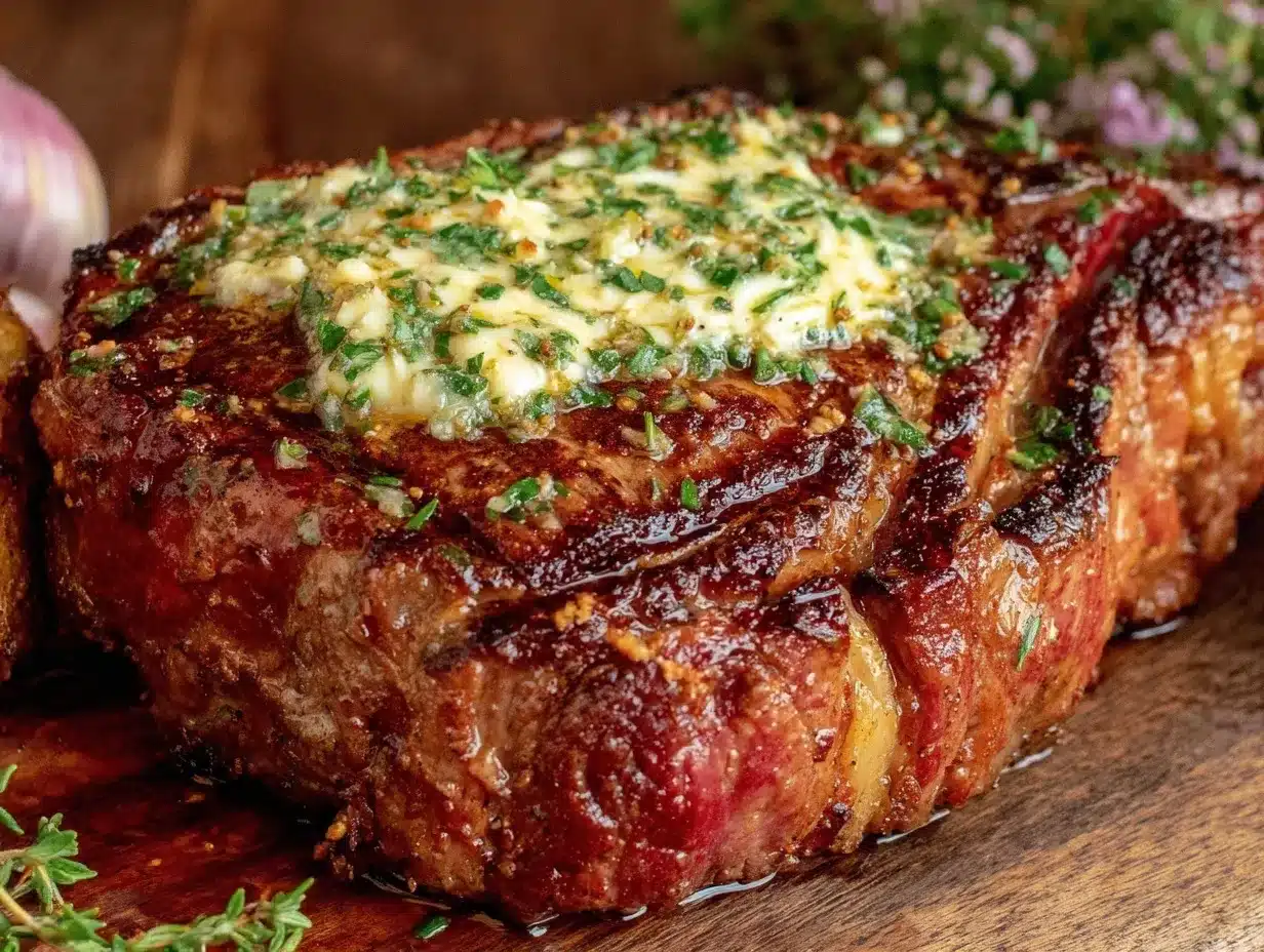 garlic herb butter grilled ribeye steak preparation steps