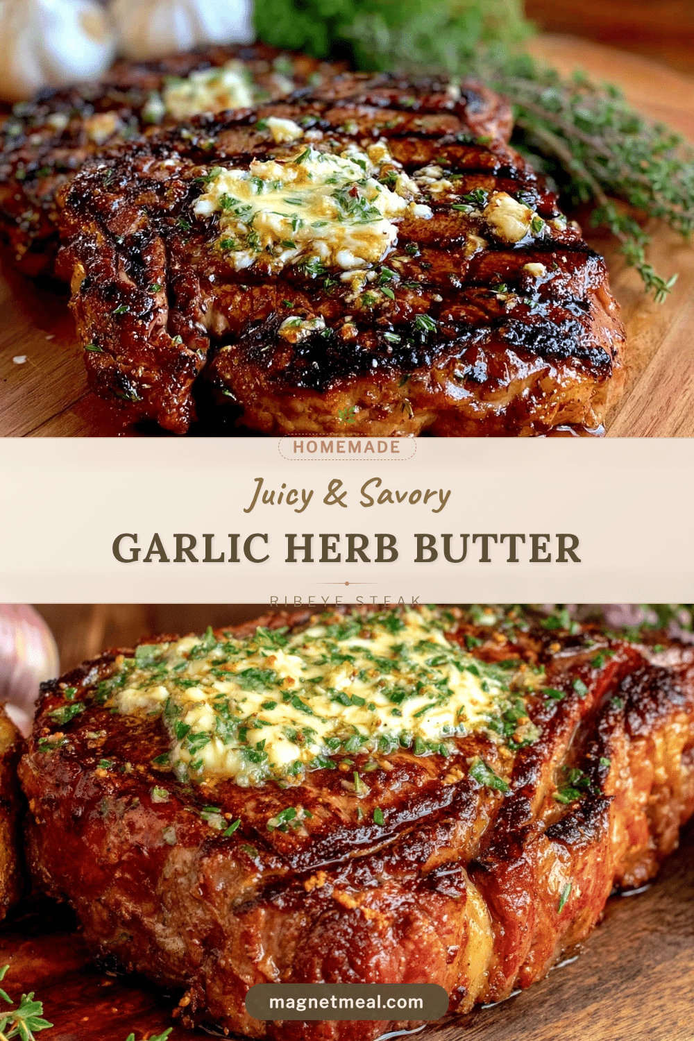 garlic herb butter grilled ribeye steak recipe