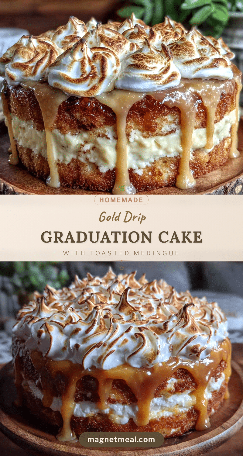 gold drip graduation layer cake recipe