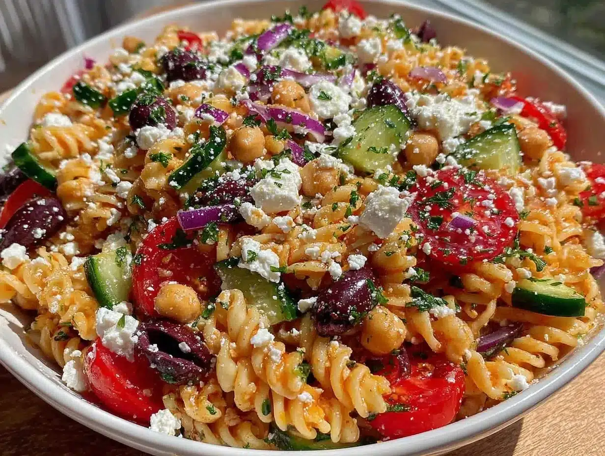 Greek pasta salad preparation steps
