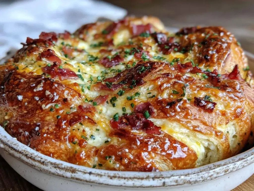 ham and gruyere croissant bake - featured image