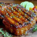 honey garlic grilled pork chops - featured image