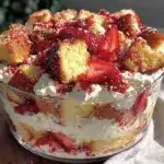 light strawberry angel food cake trifle - featured image