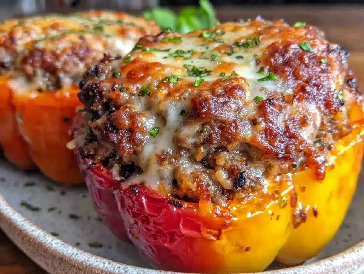 loaded ground beef stuffed bell peppers preparation steps