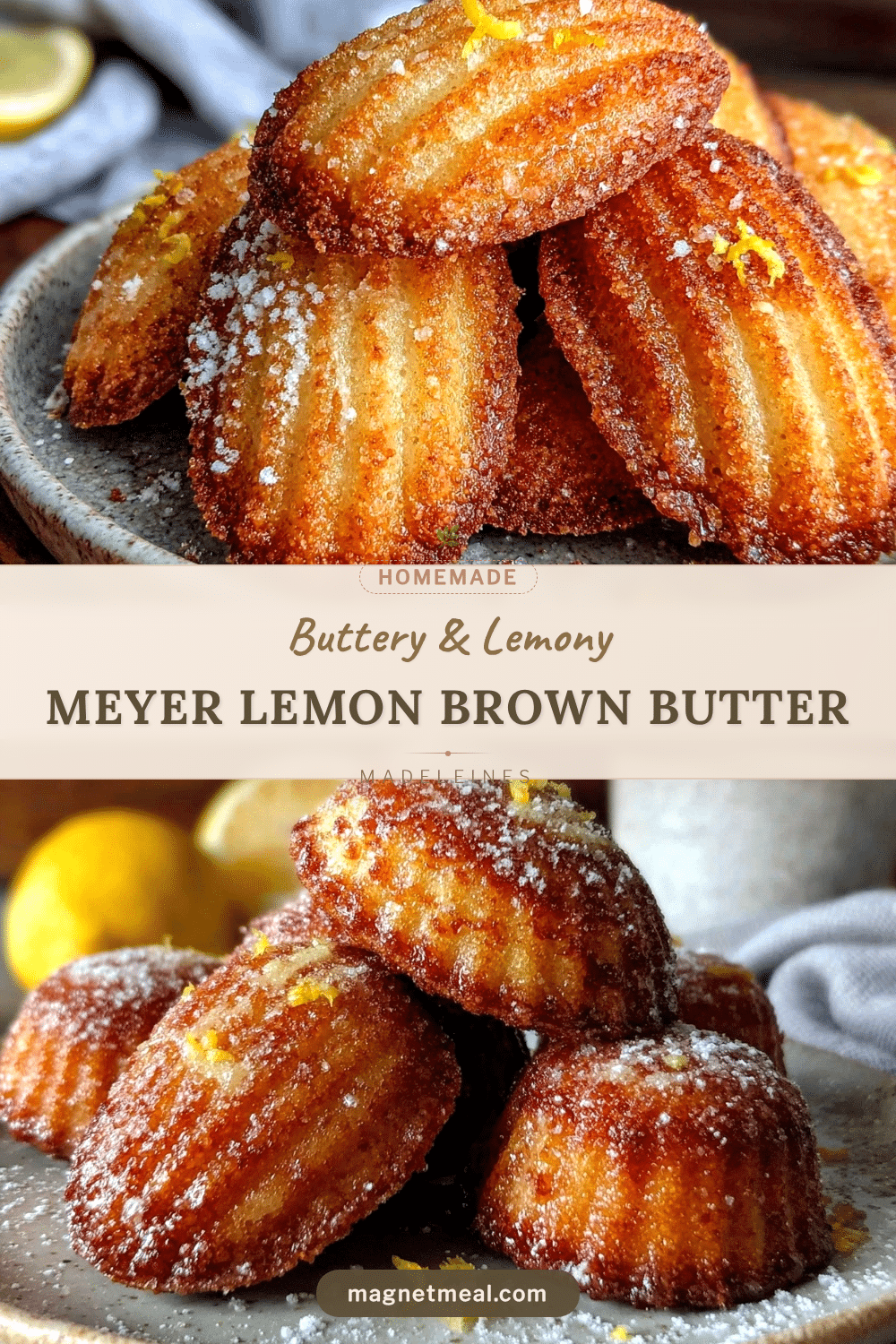 Meyer lemon brown butter madeleines recipe