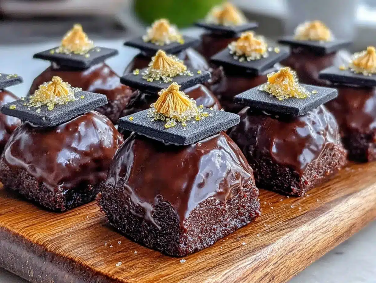 mini graduation cap dark chocolate truffles preparation steps