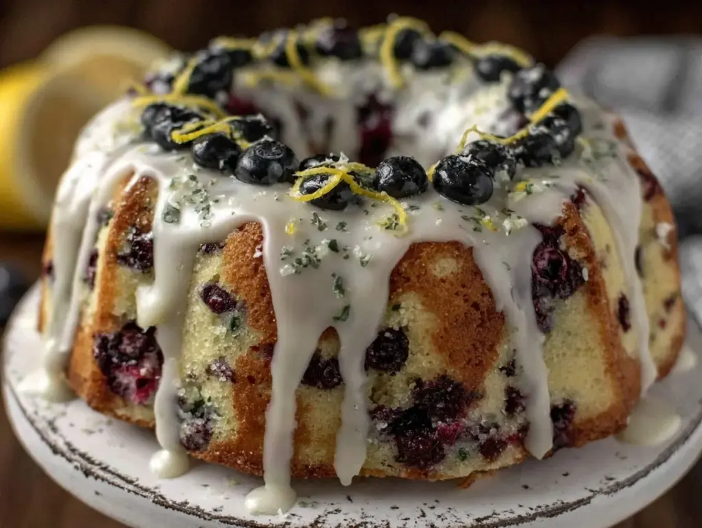 moist lemon blueberry bundt cake - featured image