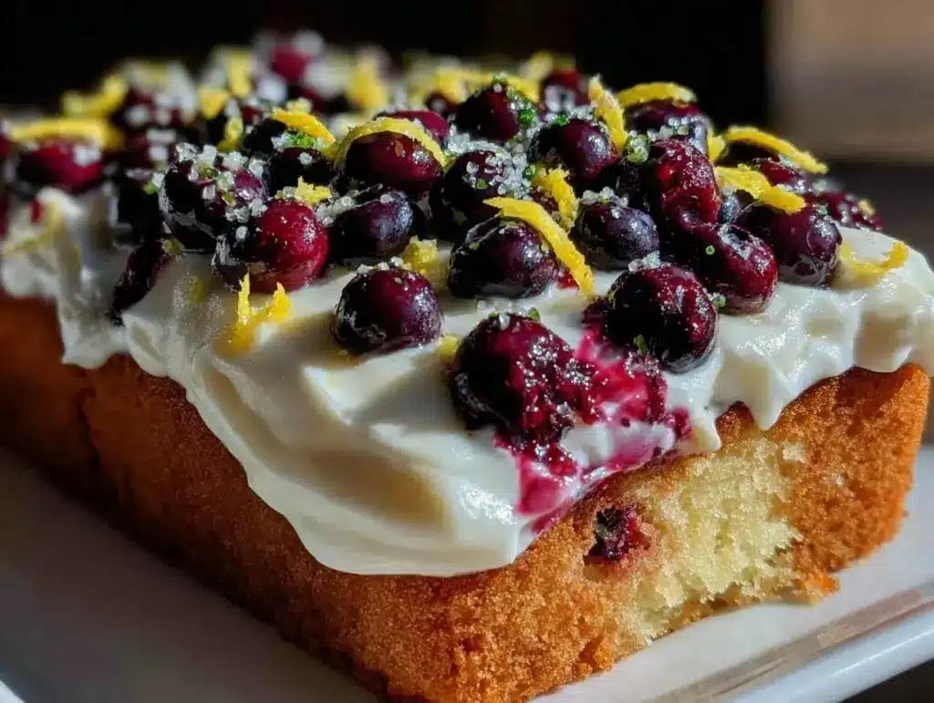 moist lemon blueberry sheet cake - featured image